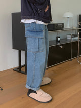 ウォッシュドデニムカーゴパンツ