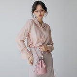ブランクミニバケットバッグ / Blanc Mini Bucket Bag_Leather Pink