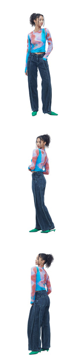 ツイストウィングワイドデニムパンツ / TWIST WING GRAY WIDE DENIM PANTS