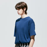 ジャカードニットTシャツ / jacquard knit t-shirt blue