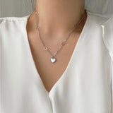 ハートチェーンマザーオブパールネックレス/hhr Heart chain mother-of-pearl necklace