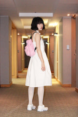 Vネックコットンドレス/V-neck cotton dress (white)