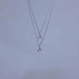 Double mini butterfly layered necklace