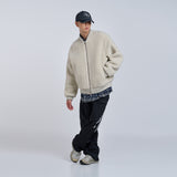 FLEECE BLOUSON BOMBER JACKET BEIGE