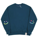 [UNISEX] Elbow Tie Dye Drawing Smile White Clip Sweatshirt (6686022795382)
