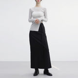 Ash long D belt skirt
