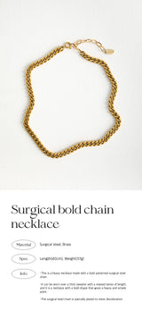 サージカルボールドチェーンネックレス/Surgical bold chain necklace