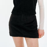 Eco Fur Short Skirt [Black]