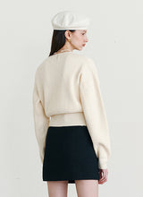 VOLUME SLEEVE CARDIGAN IVORY
