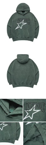 [24SS] STAR AE LOGO PIGMENT WASHING HOODIE GREEEN