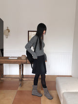 Rucle Choker Set Wool Square Neck Ribbed Knit