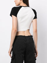 Logo crystal-embellished raw-cut T-shirt