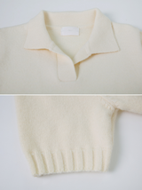 Basic Crop Collar Short Sleeve Knit (3color)