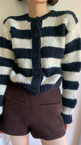 ストライプウールニットカーディガン/striped wool knit cardigan