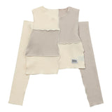 IVORY COLOR BLOCK MIX LONG SLEEVES T-SHIRT