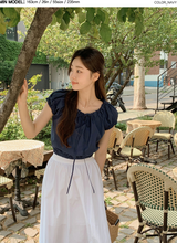 Crop Banding Short Sleeve Blouse (2color)