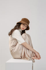 (핸드메이드) 소프트 브라운 버킷 햇 / (HANDMADE EMBROIDERY) SOFT BROWN BUCKET HAT (6656019333238)