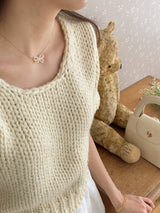 アイレットリボンパールネックレス / [925silver] Eyelet ribbon pearl necklace