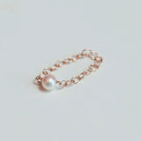 14K gold chain pearl ring