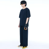 ウーヴン1/2ハーフTシャツネービー