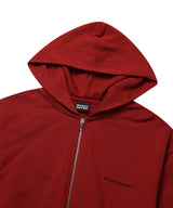HAIF-ZIP HOODIE (CROP)_DARK RED