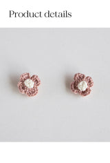 ビンテージニットフラワーピアス/Vintage knit flower earring (Indi pink)