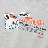 ウィティーバニーワーディングドロップスウェットシャツ／WITTY BUNNY WORDING DROP SWEATSHIRT [MELANGE GRAY]