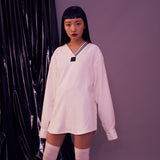 WHITE v-neck shirt (6591807160438)