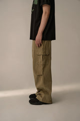 SUEDE COTTON CARGO PHANTS (KHAKI)