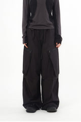 Zipper big cargo balloon wide banding pants