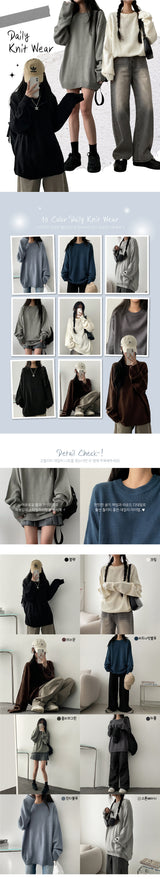[10 Colors] Roach Big Boxy Habee Round Knitwear