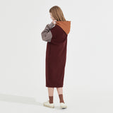 フーディーロングジャージドレス/HOODIE LONG JERSEY DRESS _ BURGUNDY