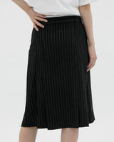 ストライプミディベルトスカート/striped midi belted skirt