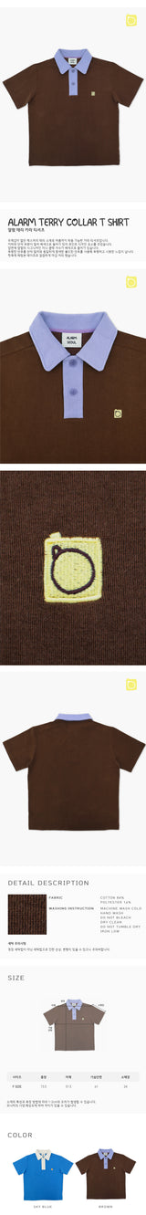 ALARM TERRY COLLAR T SHIRT BROWN_UNISEX