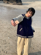 ナビボタンフードカーディガン