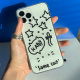 Black - Somecat Drawing Glitter Phone Case