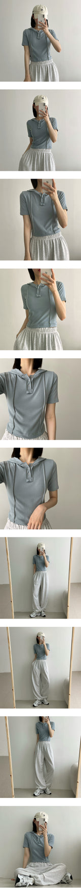 ミズスリットスナップフード半袖Tシャツ / Mizu Slit Snap Hood Short Sleeve Tee