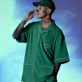 パイピングテリーショートスリーブシャツ/[UNISEX] Piped Terry Short-Sleeved Shirt (Green)