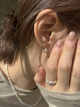 [92.5silver] mini cubic one-touch earrings