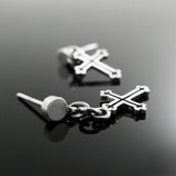 クロスシルバーイヤリング / Grapevine-D2 cross silver earring (4593028661366)