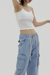 デニムカーゴワイドパンツ/Denim Cargo Wide Pants (2color)