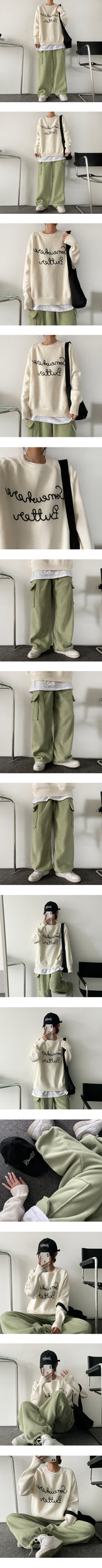 [Fleece] Winds cargo wide banding sweat pants