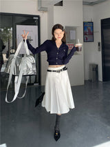オーロラセーラートップ/Aurora Navy Collar Top