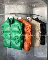 Oversized fit leather padded vest