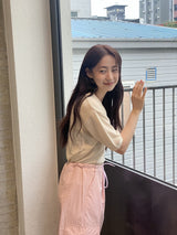 Crayon v-neck sleeve knit T 