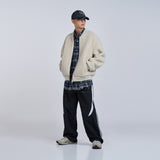 FLEECE BLOUSON BOMBER JACKET BEIGE