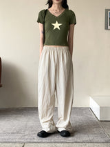 ヒッシャーY2Kスターアイレットフード半袖Tシャツ / Hisher Y2K Star Eyelet Hooded Short Sleeve T-shirt