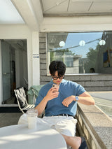 LMNカラーリングハーフジップアップハッチ半袖ニット/LMN Cooling Half Zip-Up Hachi Short-Sleeved Knitwear (9 colors)