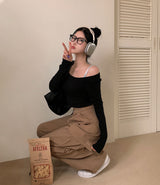 [BELLIDE MADE] スエードポケットワイドカーゴパンツ