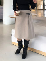 Ancient buckle midi skirt